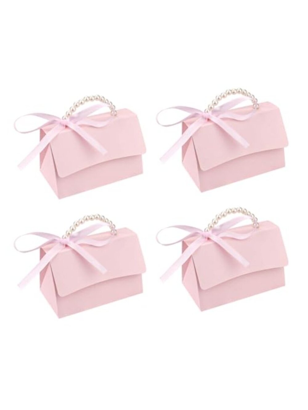 30 Pack Pink Purse Paper Gift Boxes with Handles Ribbon Stickers Favor DIY